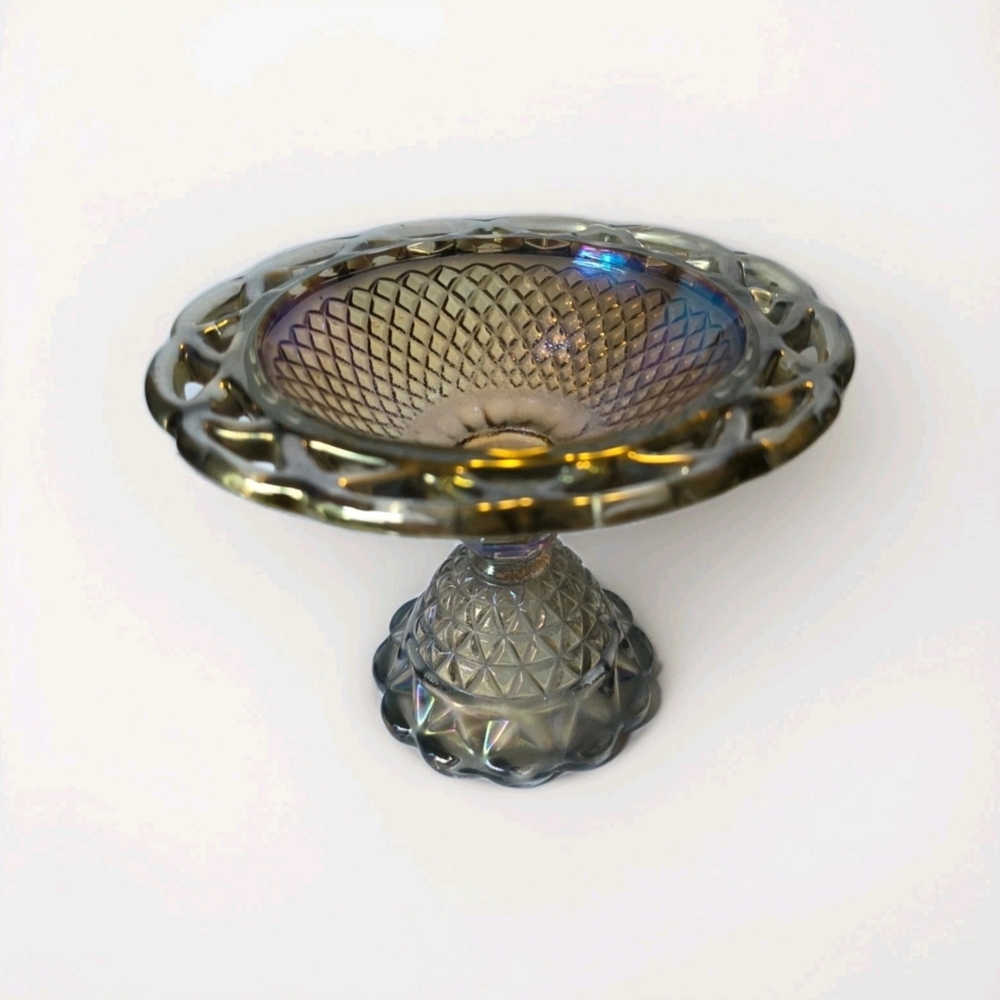 Iridescent Carnival Glass Compote Dish